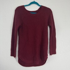 Pink Rose Women's Burgundy Waffle Knit Crew Neck Sweater Size M