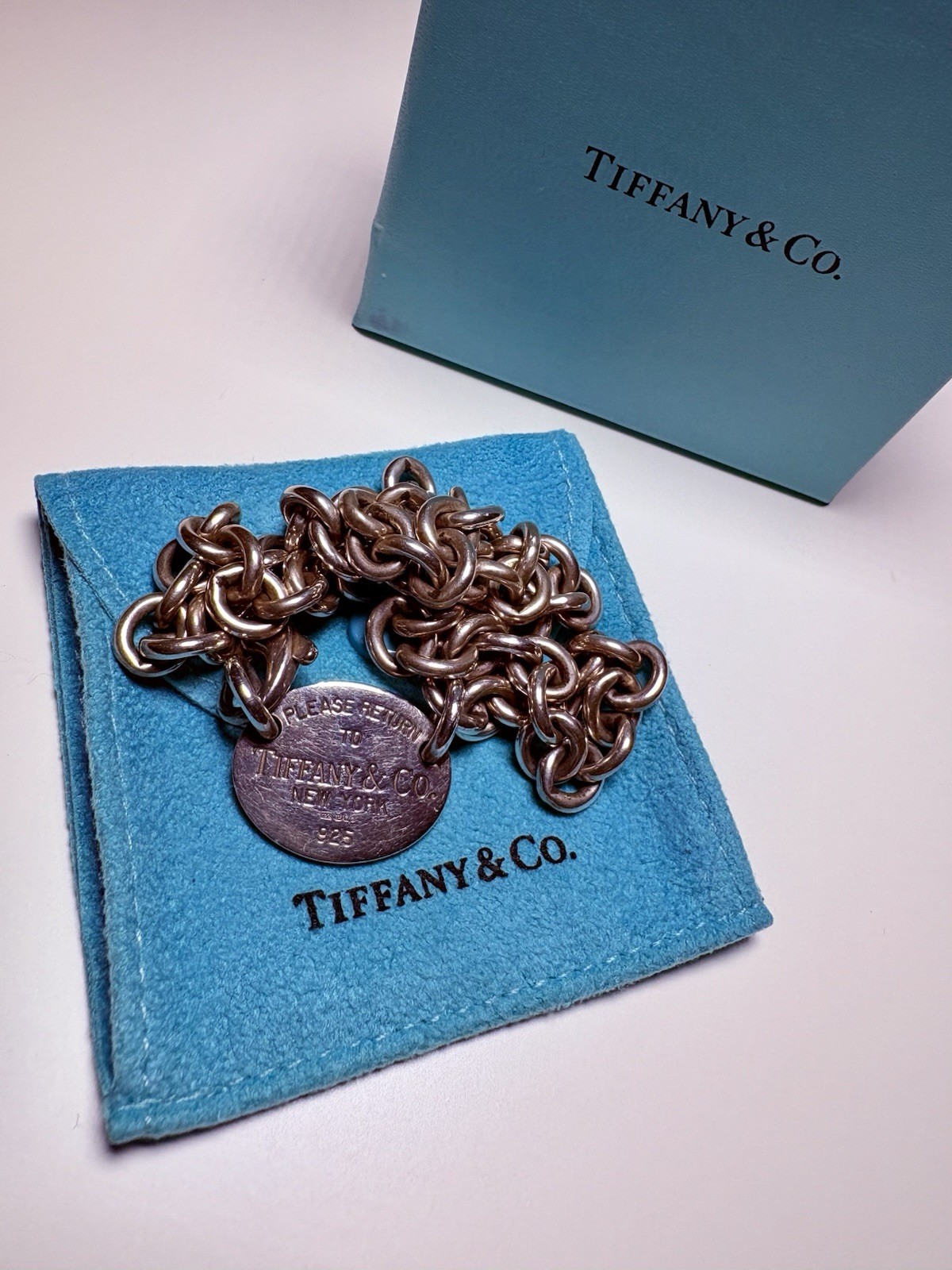 Tiffany & Co ‘Return to Tiffany’ Oval Tag Chain Link Choker Necklace.