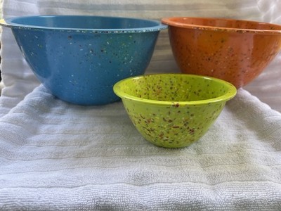 Zak! Designs Confetti Set Of 3 Nesting Serving Bowls Durable Melamine