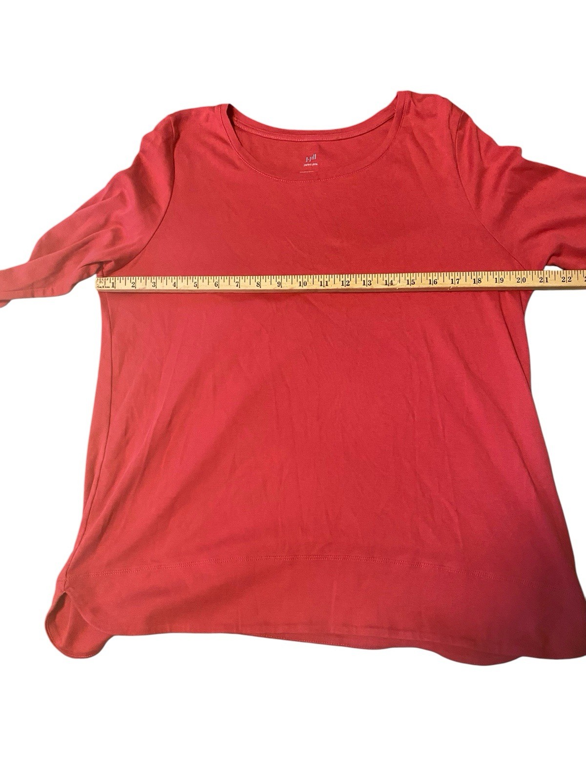 J Jill Perfect Pima 3/4 Sleeve Scoop Neck Top Women's Large Poppy Red Color