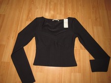 60 NWT New ABERCROMBIE FITCH Women's XS Black Corset Sweater Top Shirt L/S