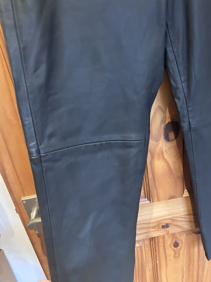 Pantalón Topshop Boutique Muy Suave Cuero Real Pierna Recta Talla UK 14 Reg Foto 2 de 4