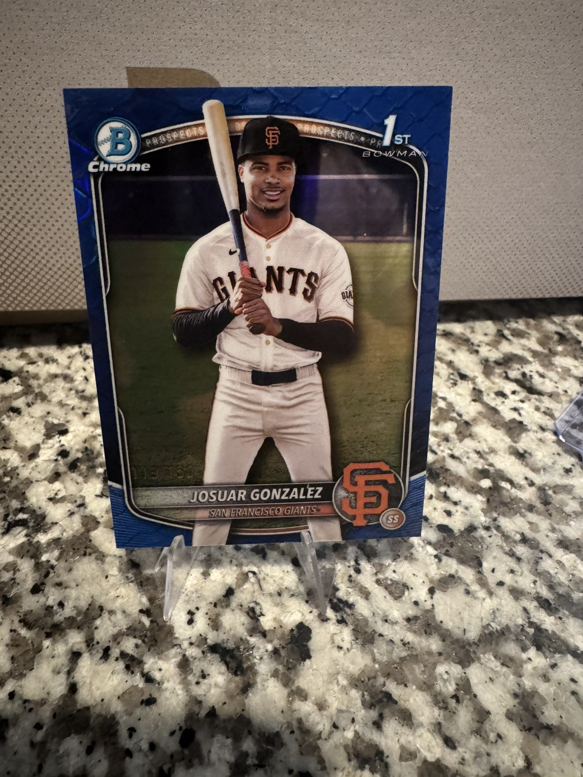 2025 Bowman Chrome Josuar Gonzalez, #BCP-153 Blue Reptilian Refractor /150 