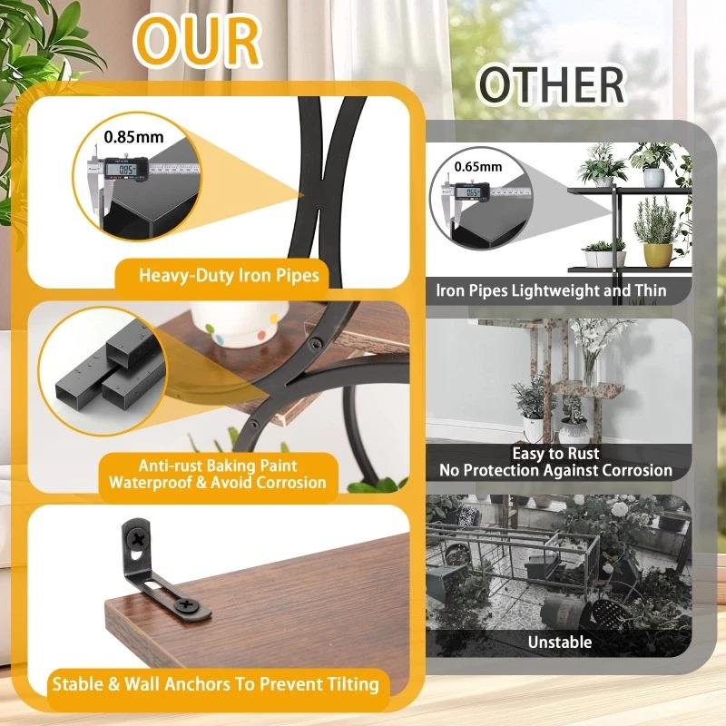 Suporte interno para plantas com luzes de crescimento 60 polegadas de altura prateleira de plantas canto suporte para flores - Imagem 2 de 4