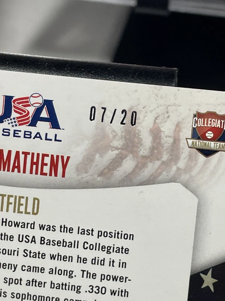 2014 Panini USA Baseball # /20 Tate Matheny Auto w/ What Would Jesus Do Inscrip - Image 3 of 4