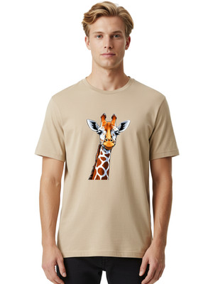 Giraffe-Head-4 Mens Graphic Tee, 100% Cotton, Casual Summer Wear