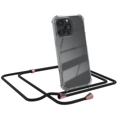 Für Apple iPhone 13 Pro Handyhülle zum Umhängen Kordel Tasche Kette Case Schwarz