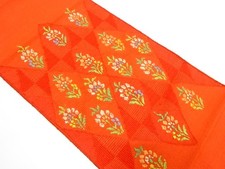 7375586: JAPANESE KIMONO JAPANESE NAGOYA OBI / TSUMUGI / WOVEN FLOWER
