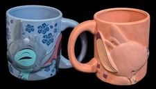 Disney Lilo Stitch 3D Large Ceramic Mugs 20oz each Set of 2 NEW IN BOX