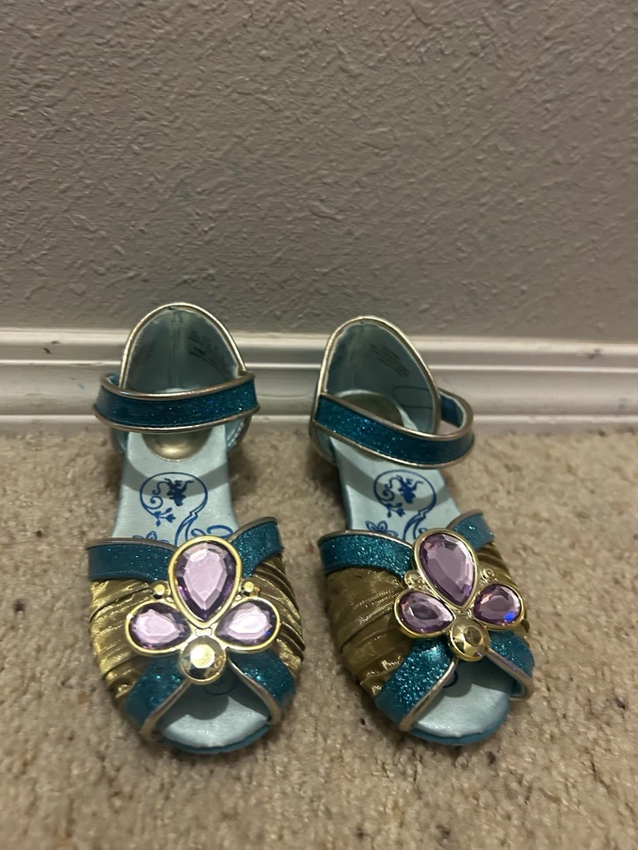 NUEVO DISNEY STORE ALADDIN PRINCESA JAZMÍN AZUL DORADO ZAPATO DISFRAZ 11 12 Foto 3 de 4