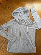 Women's Cotton On Full-Zip Hooded Lightweight Sweatshirt Jacket Size: M gray 