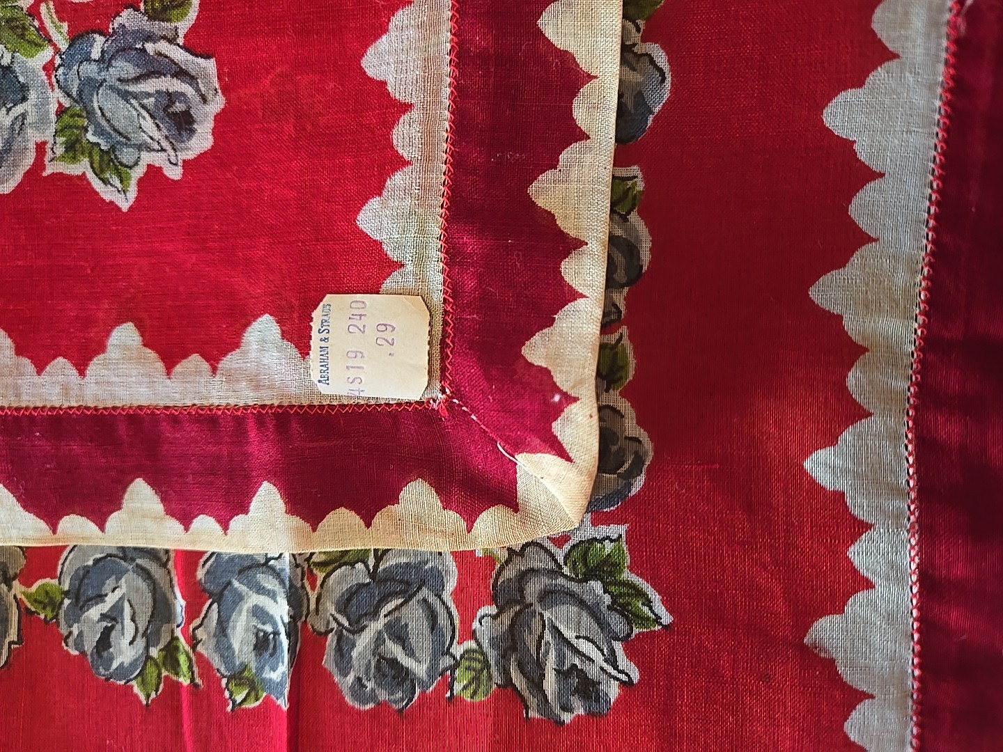 Abraham & Straus Vintage Scarf Floral Red New with Original Price Tag! 