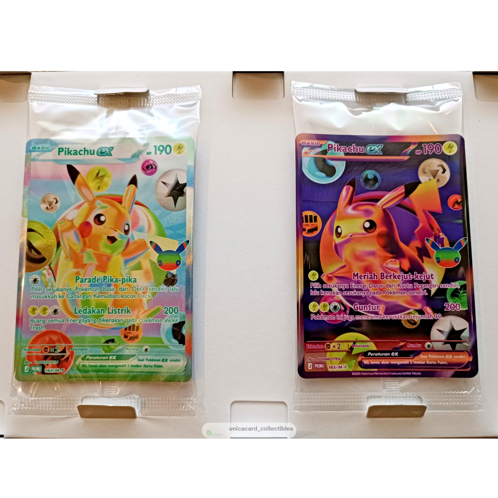 Pokemon Pikachu EX FUR 30th Anniversary Celebration PROMO 164 165/M-P Indonesia