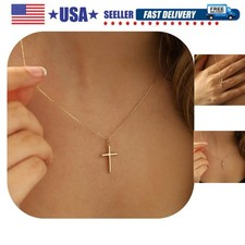 Cross Necklace for Women, 14K Gold Plated, 16 2'/18 2' inches, Gold Cross Nec...