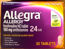 ALLEGRA TABLETS ALLERGY RELIEF 24HR 30/ct   EXP: 01/2026