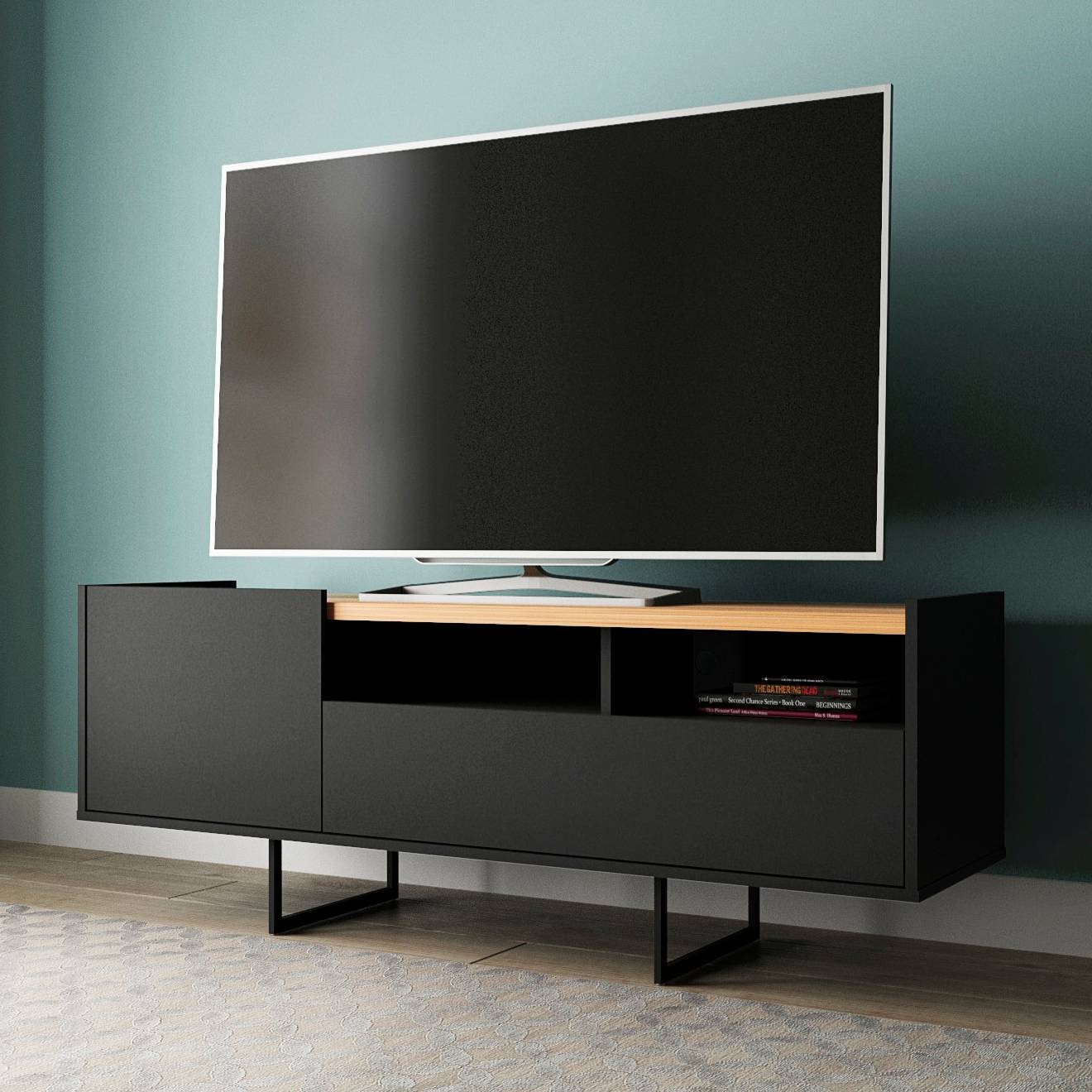 Winston 53 1/4" Wide Matte Black 2-Door TV Stand