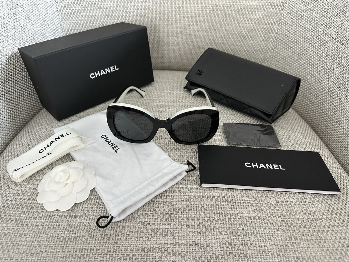NIB 100%AUTH Chanel Classic Black&White Square Sunglasses 71414A