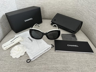 NIB 100%AUTH Chanel Classic Black&White Square Sunglasses 71414A
