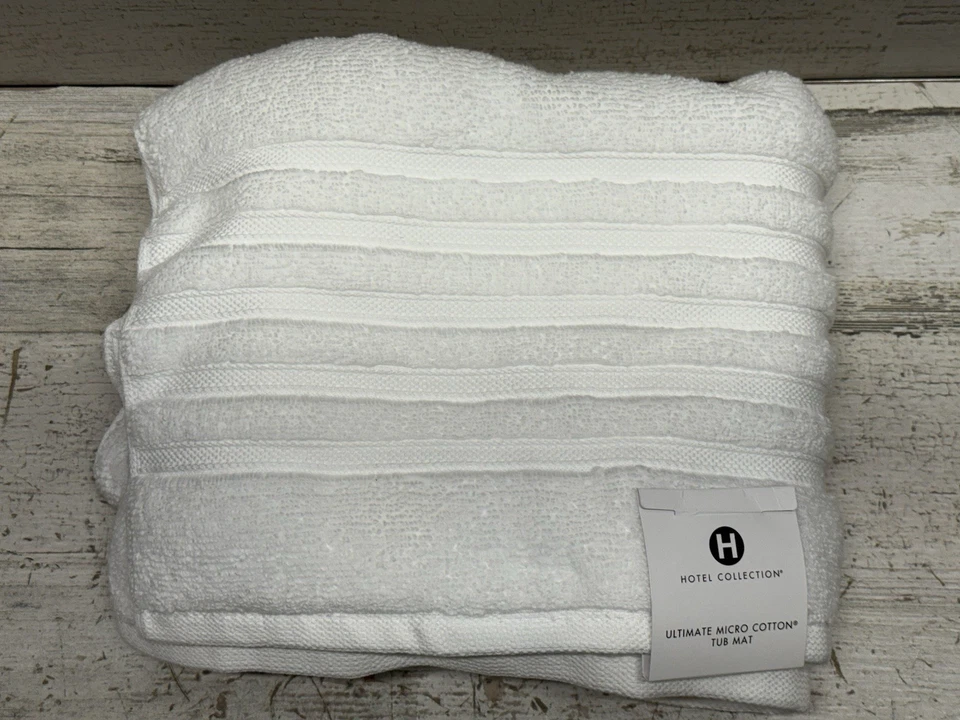 Alfombra para bañera Hotel Collection Ultimate 100 % microalgodón 26" x 34" blanca nueva Foto 2 de 4