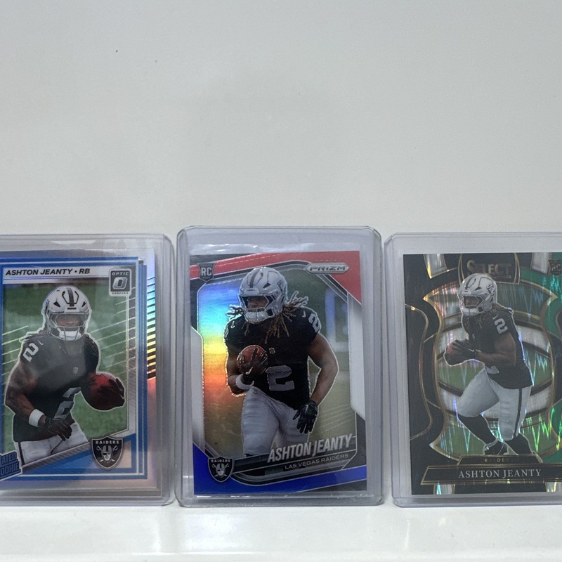 Ashton Jeanty Raiders 2025 Red White Blue Rookie Prizm/Optic/Select 3 CARDS