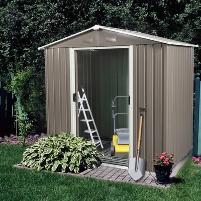 Outdoor Storage Shed 6 x 5 FT Metal Shed w/ Lockable Doors Gray for Garden Tools