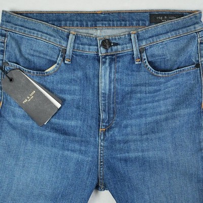 Rag & Bone High Rise Cigarette Jeans EL Wash Womens 32 Made in USA NWT Kaihara