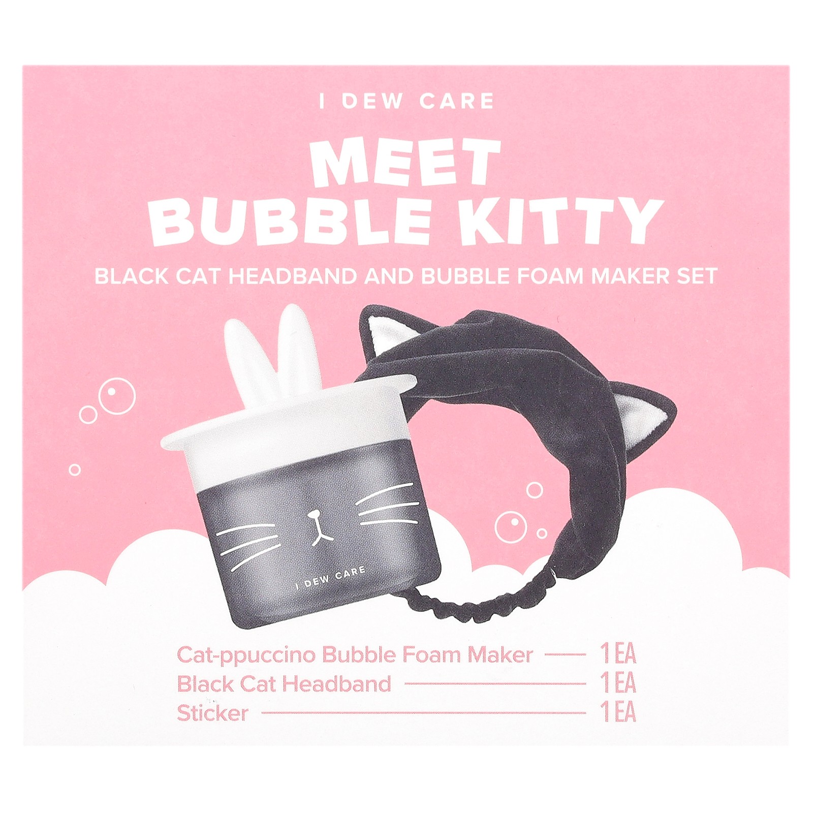 Meet Bubble Kitty, Black Cat Headband and Bubble Foam Maker Set, 3 Piece Set