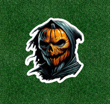 Halloween scary pumpkin head 100 waterproof sticker decal - several sizes