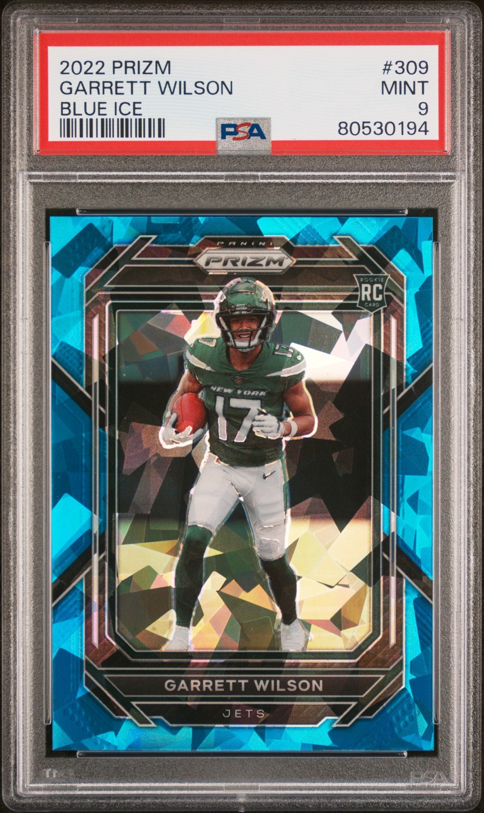 2022 PANINI PRIZM #309 GARRETT WILSON BLUE ICE PSA 9 #/99