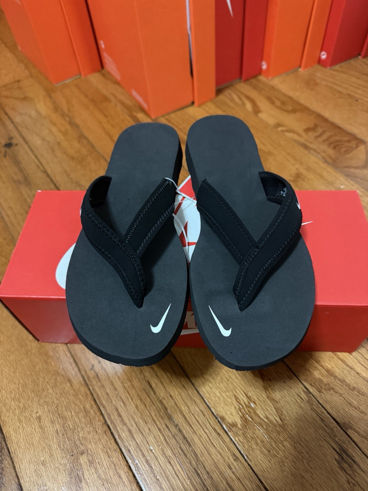 Women's Nike Celso Girl Thong Flip Flop Sandal Black/White 314870 011 Size 7