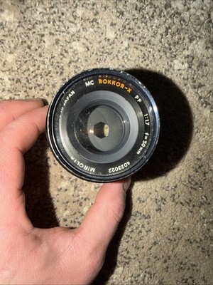 Minolta MC ROKKOR-X PF 1:2 50MM  Manual Focus Camera Lens - Japan - W/ Filter