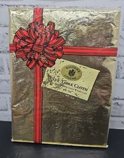 Sultan's Linens Vintage Gold Vinyl Tablecloth Flannel Back 52"x70" Wipes Clean