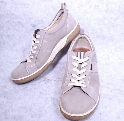 ECCO WOMENS SNEAKERS RETRO DIP NUBUCK GREY LEATHER 38