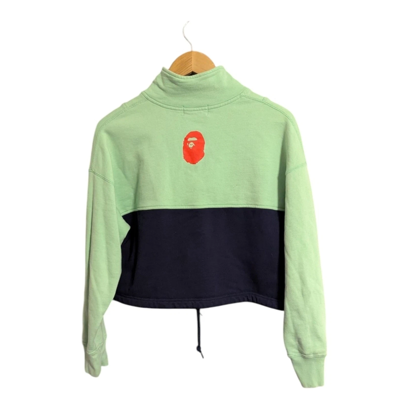A BATHING APE (BAPE) Felpa mezza zip BAPE blu verde color block XS A scimmia da bagno dal 1993 C