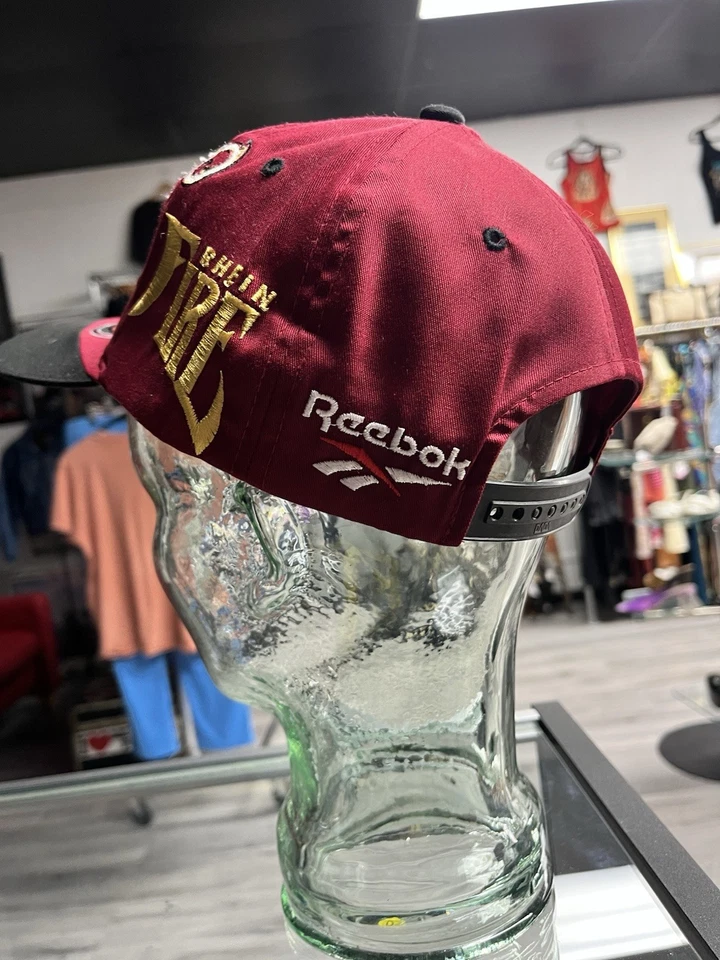 De colección Años 90 Reebok WFLA Rhein Fire Bordado Snapback Sombrero OSFA Foto 4 de 4