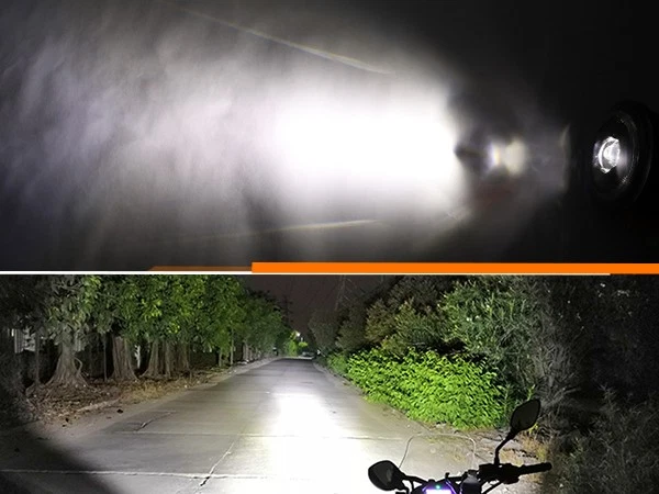 5-3/4" 5.75inch Round Motorcycle LED Headlight with DRL Amber Turn Signal Black - Image 4 of 4