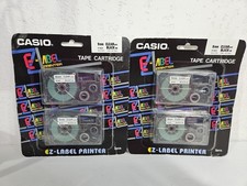 Casio EZ Label Printer Tape 9mm Clear Tape Black Ink Lot Of 2
