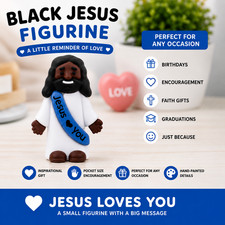 Mini Black Jesus Figurine Christian Gift Encouragement Catholic Lot Of 5