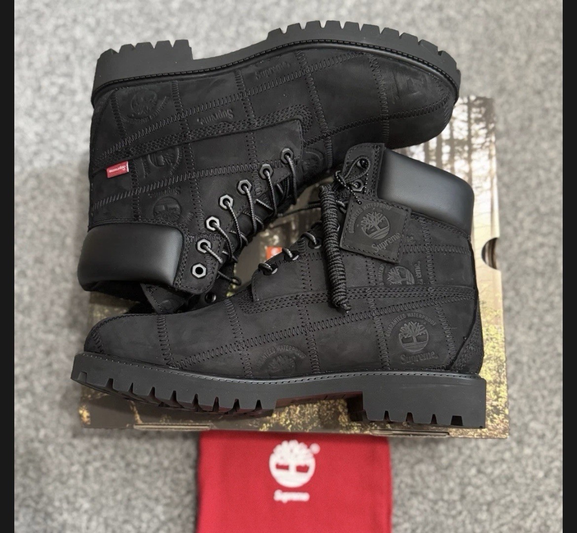 Supreme / Timberland Patchwork 6" Premium Waterproof Boots In Black Size UK10.5 image 3