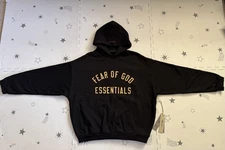Fear Of God Essentials Fleece Hoodie in Black ( M- Oversized )