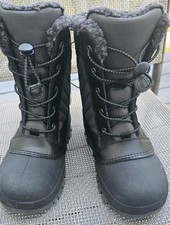 All in Motion Skylar Lace-Up Winter Snow Boots, Kids, Size 2, Black, New