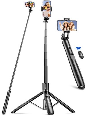 Aluminum 71'' Tripod, Travel Tripods for iPhone with Remote, Extendable Cell S...