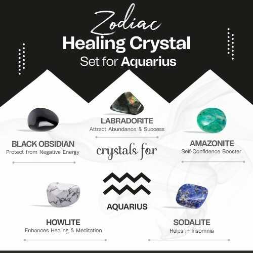 Aquarius Zodiac Sign 5PC Healing Lucky Crystals Birthdates-21th Jan.To 19th Feb.