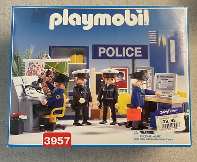 VERY RARE VINTAGE 1997 PLAYMOBIL 3957 POLICE STATION HEADQUARTERS