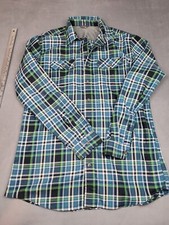 Eddie Bauer Travex Flannel Shirt Men LT TL Green Gingham Plaid Lumberjack Lined