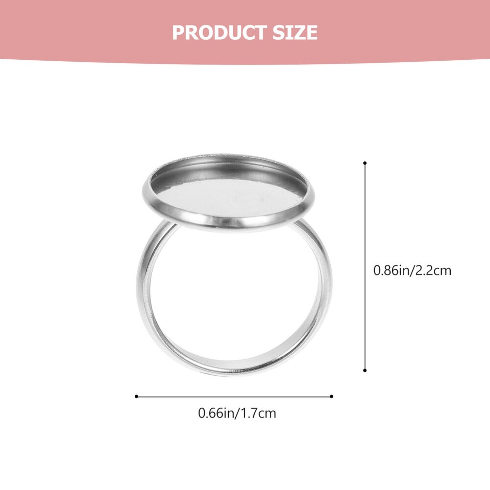 10 Pcs Adjustable Ring Blanks Bezel DIY Base Jewelry Holder Tray Round