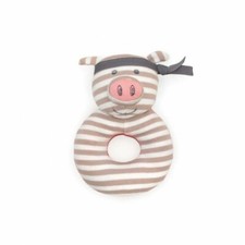 100 Organic Cotton Soft Baby Teething Rattle - Pork Chop