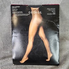 WOMENS GEORGE CONTROL TOP SANDALFOOT BLACK STOCKINGS PANTYHOSE NYLONS SIZE S/M