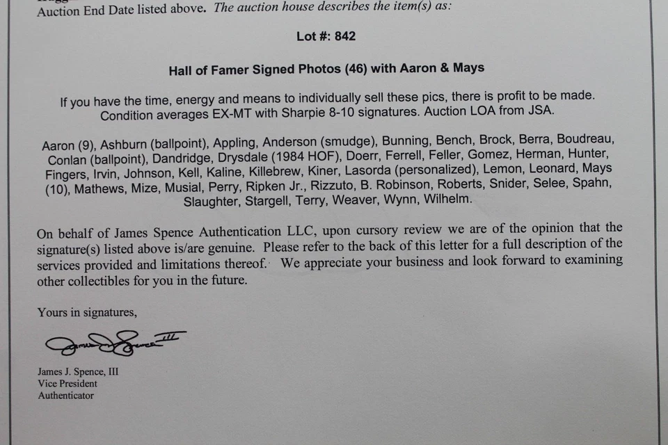 Johnny Mize (d.1993) Giants Yankees HOF Autographed 8x10 Signed Photo JSA - Image 4 of 4