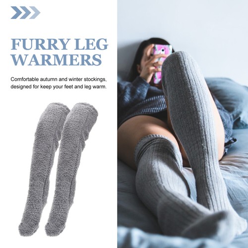 Thermal Stockings over Knee Fuzzy Socks Furry Leg Warmers Women's - Picture 5 of 12